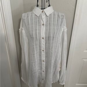 Elegant White Button-Up Blouse Free People